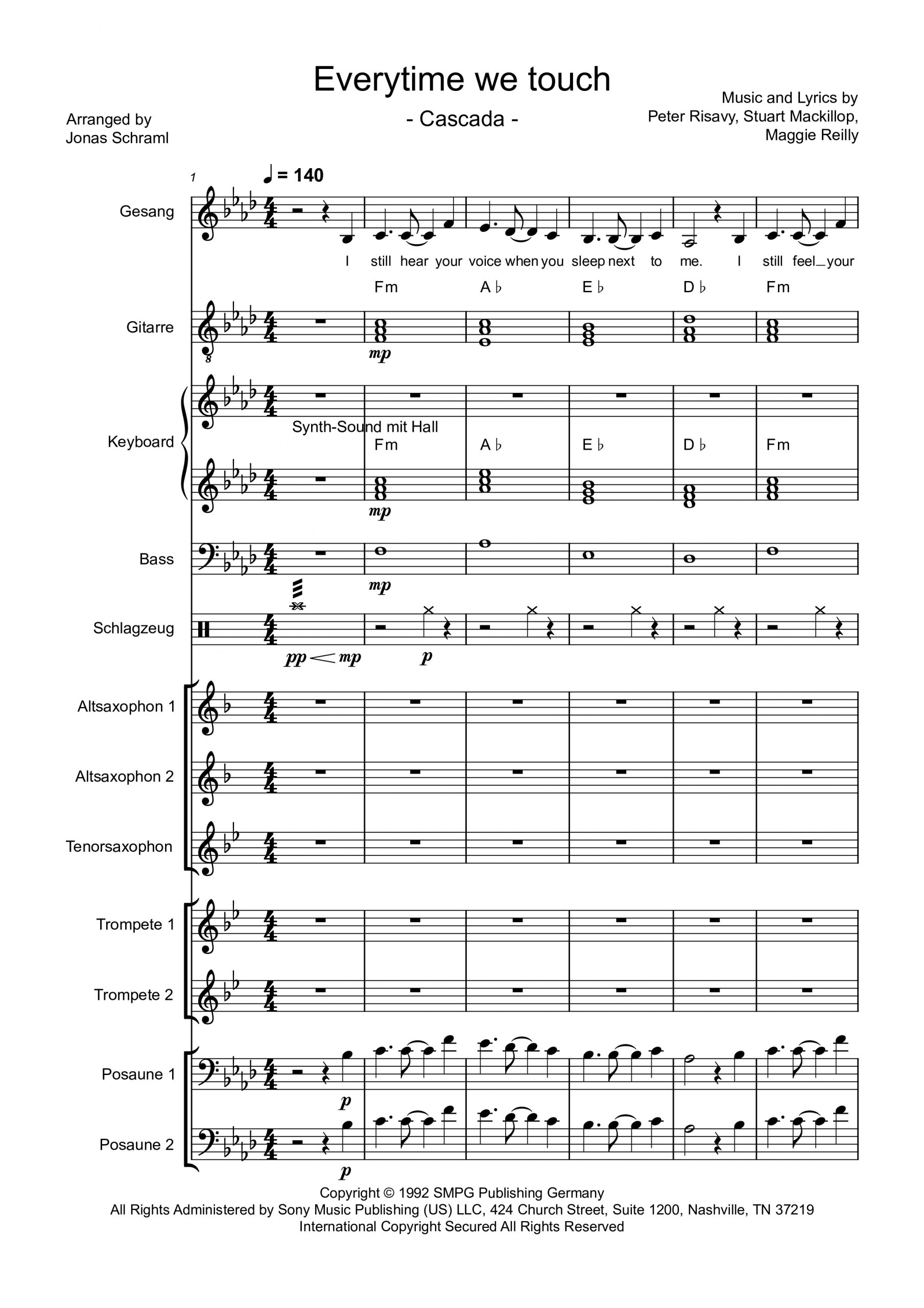 Everytime we touch Beispielseite Partitur 1