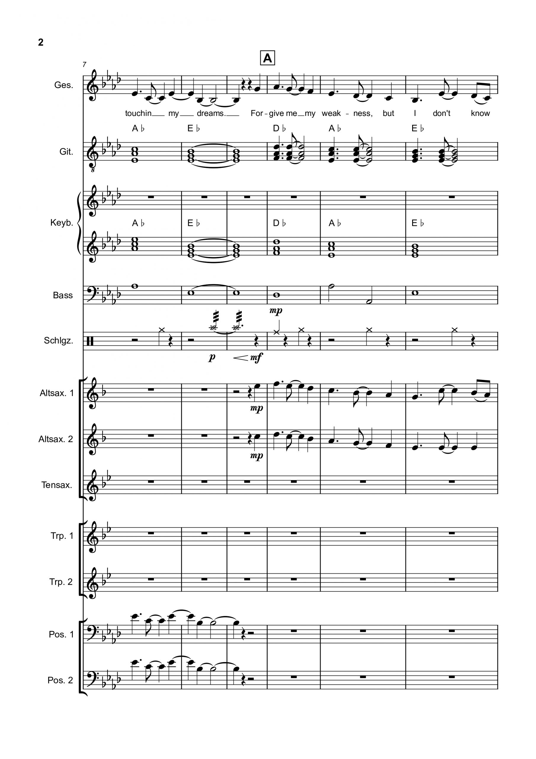 Everytime we touch Beispielseite Partitur 2