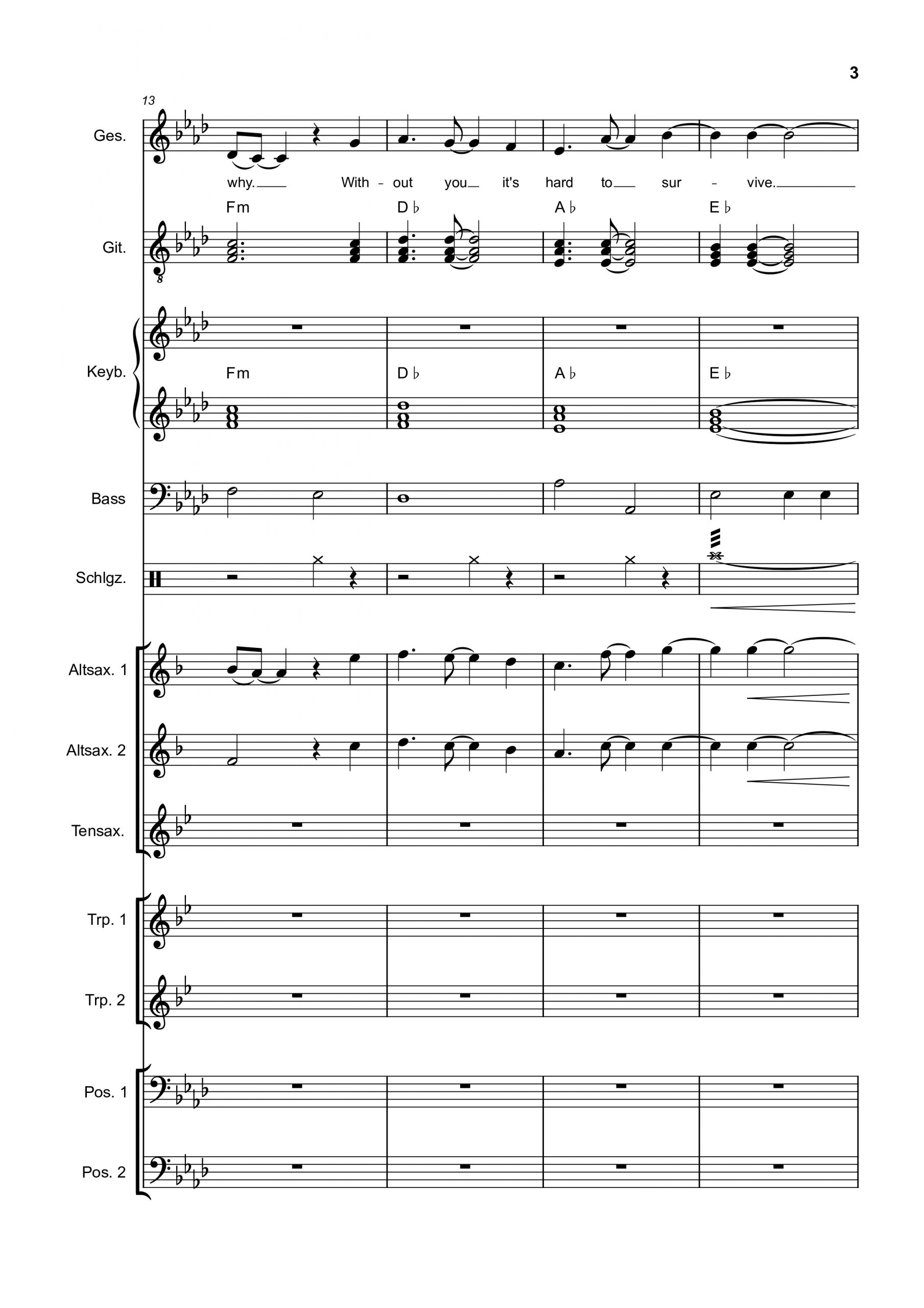 Everytime we touch Beispielseite Partitur 3